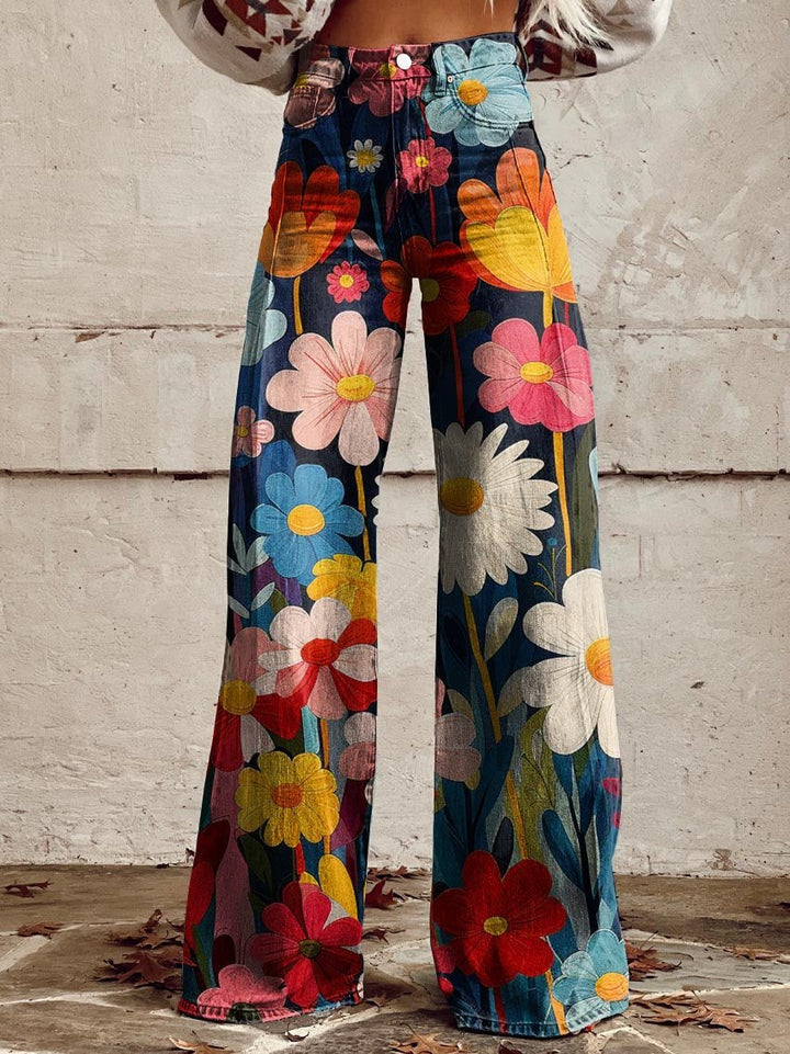 FLEUR™ - Pantaloni a Palazzo Floreali Chic
