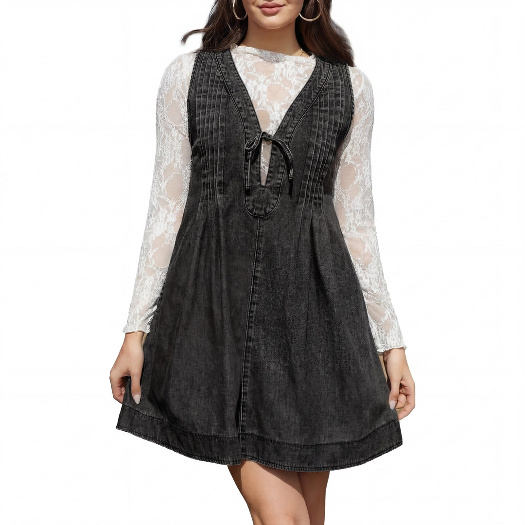 LAUREN™ – Abito Mini Senza Maniche con Scollo a V Ispirato al Vintage
