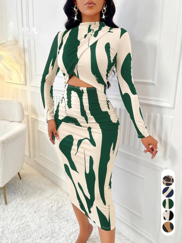 ARA™ - Abito Bodycon con Stampa Colorblock e Cut-Out per Primavera e Autunno
